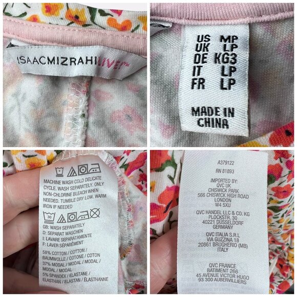 Isaac Mizrahi Live Floral Knit Shift Dress Short Sleeve Pink Orange M Petite - Picture 3 of 8